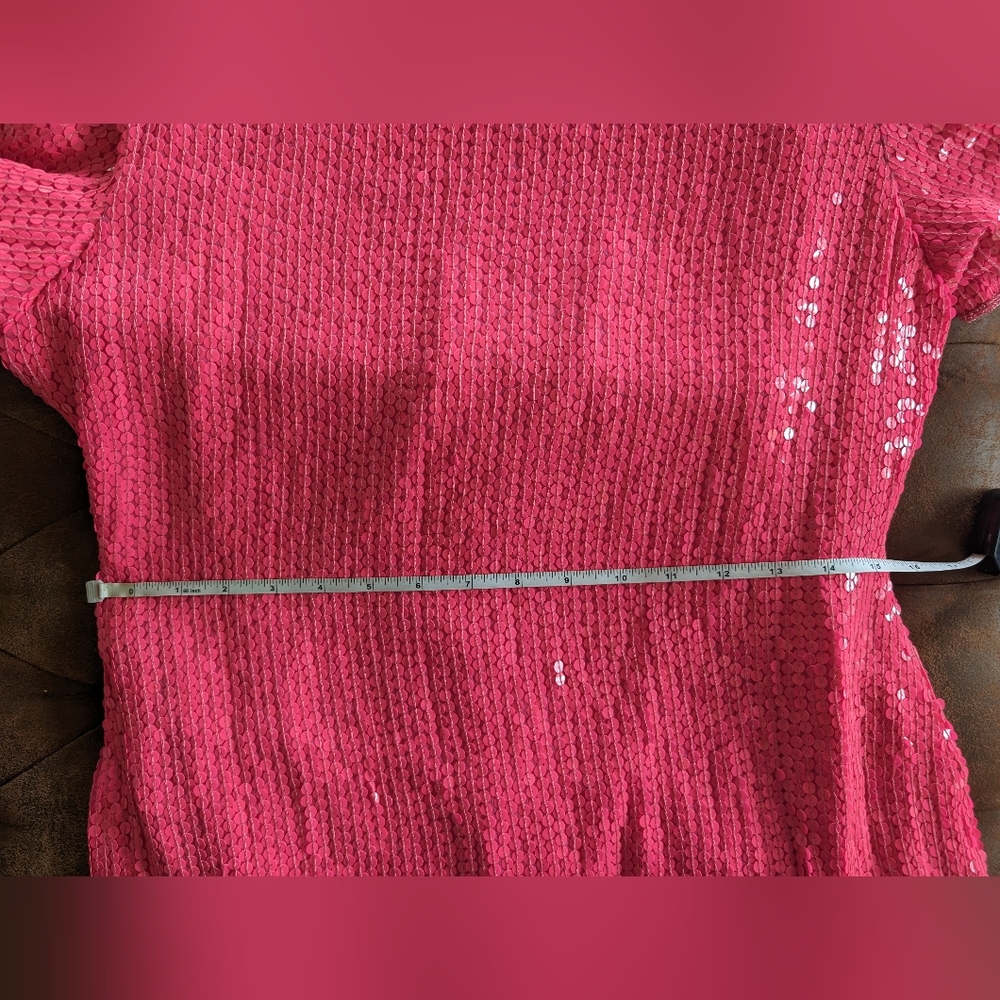 Vintage Neiman Marcus Pink Sequined Silk Beaded Dress Size Medium - Picture 11 of 11